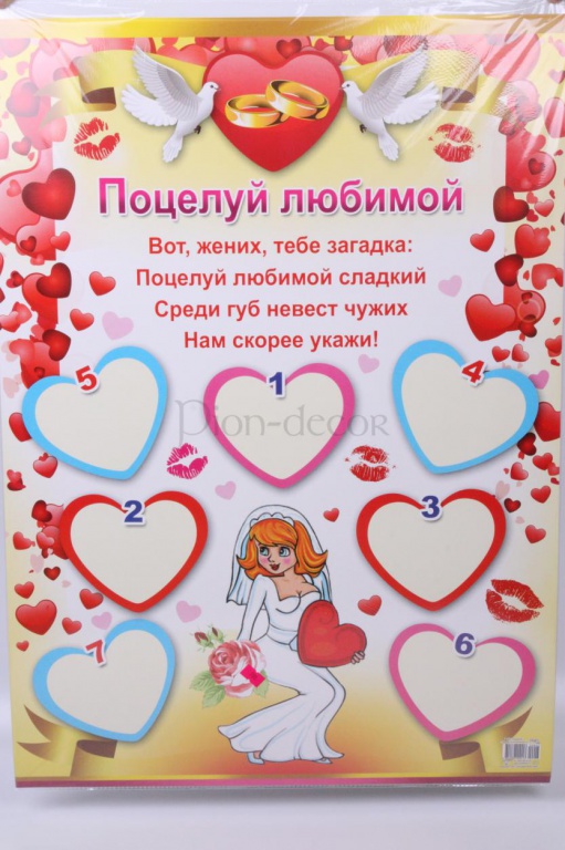 Плакат для свадьбы с поцелуями Плакат для свадьбы с поцелуями