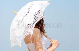 Кружевной зонтик для свадьбы цвета айвори