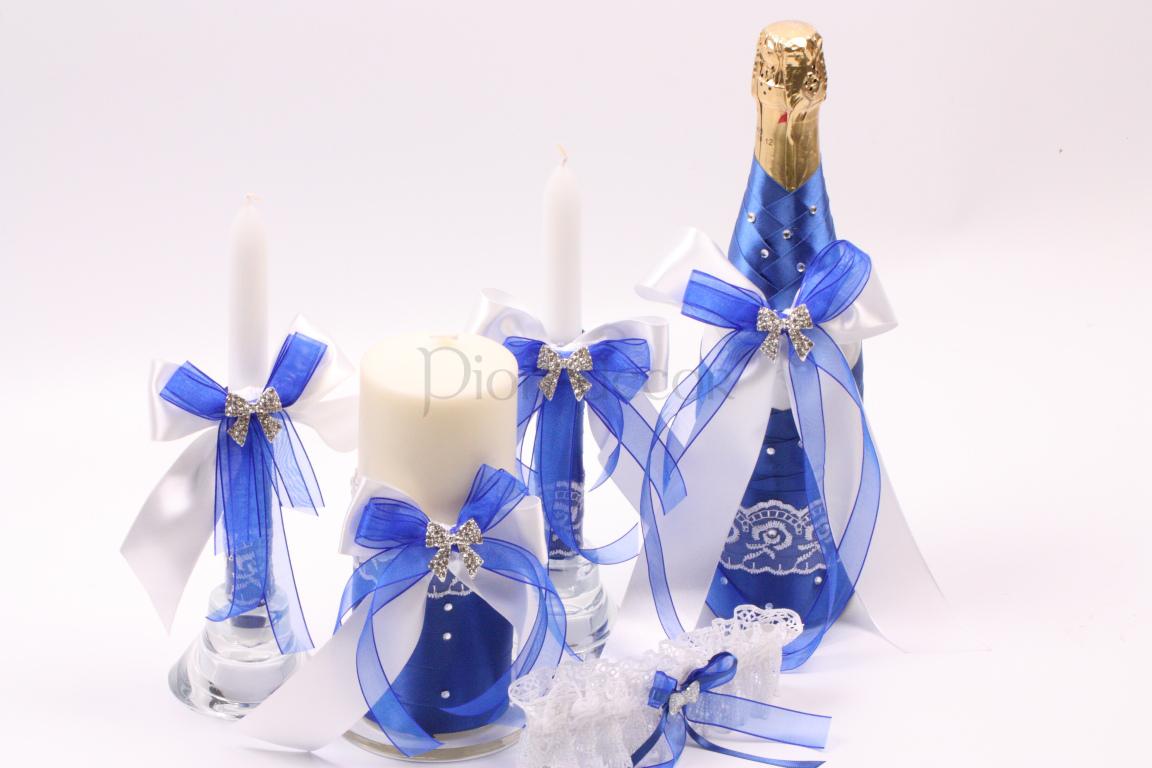 Набор свадебных аксессуаров в синих цветах